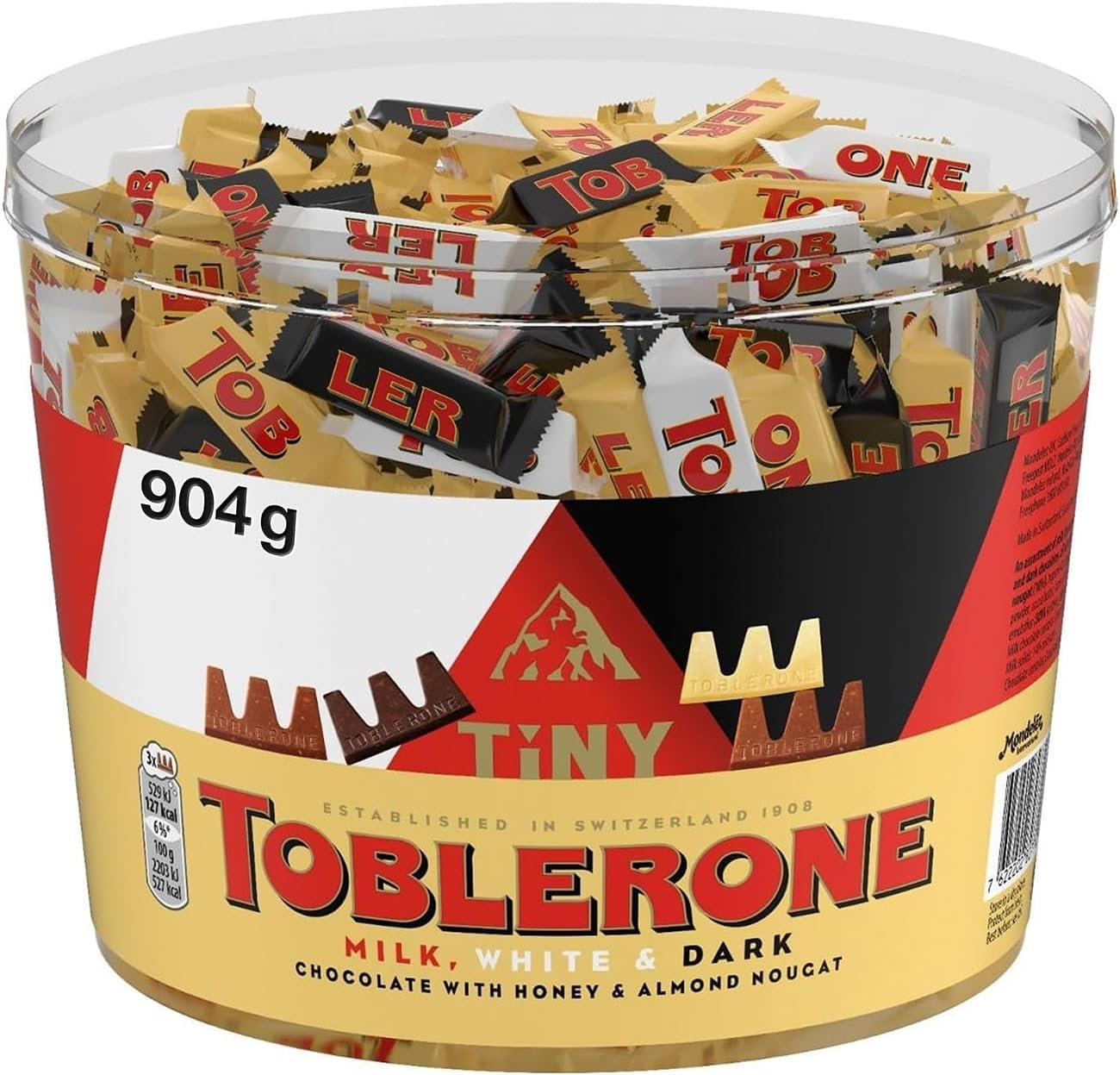 Toblerone Extra Large Tub, Assorted Milk, White & Dark Chocolate, 904 g